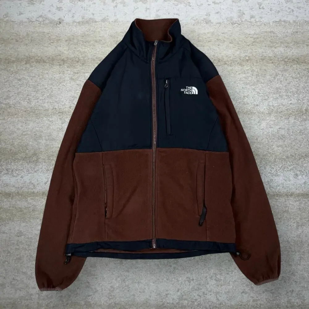 Vintage Y2K The North Face Fleece Jacket Mens M Brown Black White Full Zip